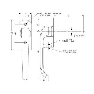 H.D. drop handle, padlockable